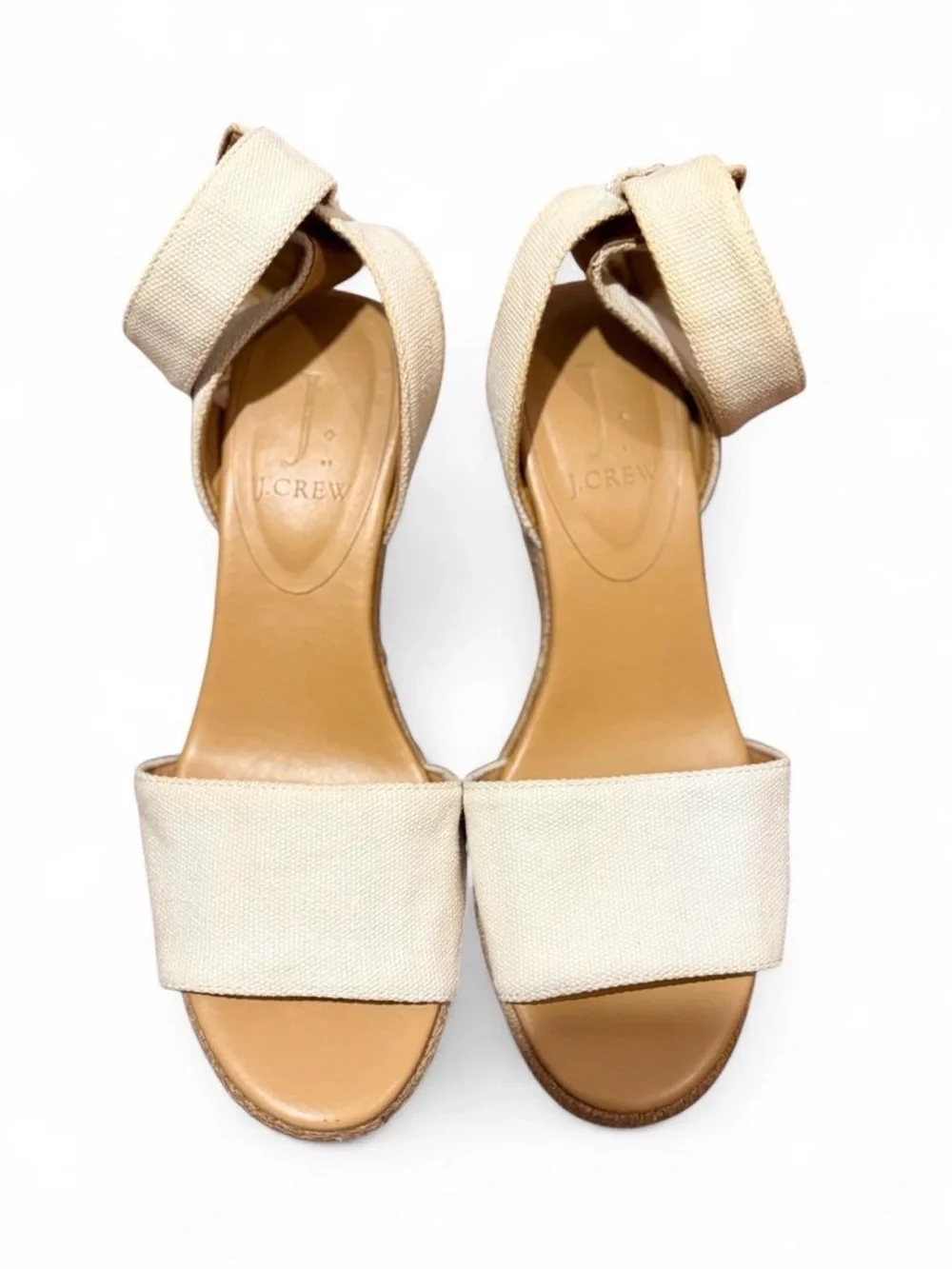 J. Crew Cream Canvas Espadrille Wedge Sandals